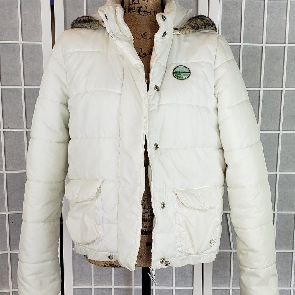 Roxy Faux Fur Hooded Puffer Jacket Size Large